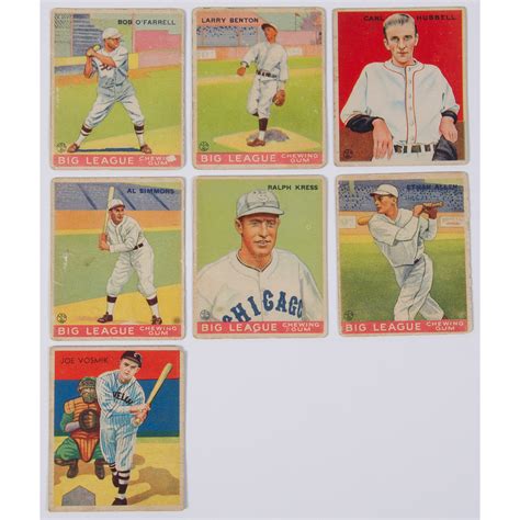 These cards were issued on panels on the bazooka gum boxes. Group of 7 Baseball Cards from Big League Chewing Gum, 1933 | Cowan's Auction House: The Midwest ...