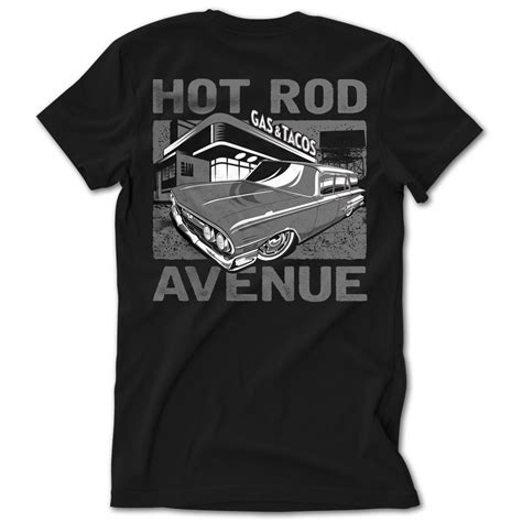 Hot Rod Avenue Gray Chevy Wagon Tshirt Low Label