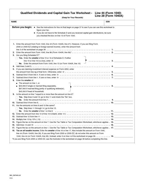 Qualified Dividends And Capital Gains Worksheet 1040a