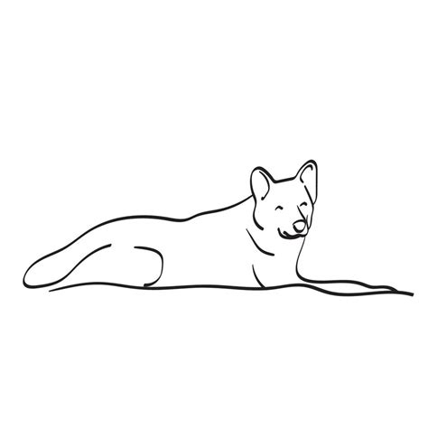 Dog Laying Down On The Ground Illustration Vector Hand Drawn Isolated