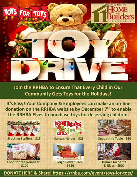 Toys For Tots Toy Drive Roanoke Regional Home Builders Association
