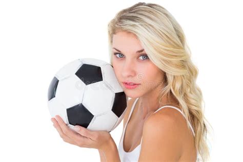 Blonde In Football Jersey Stock Photo Image Of Cleavage