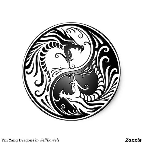 Yin Yang Dragons Classic Round Sticker Zazzle Tatuajes Yin Yang
