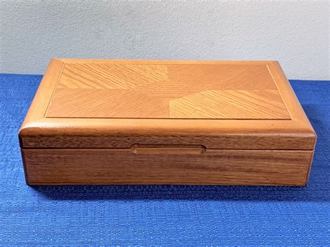 Solid Wood And Veneers Jewelry Box Wide With Removable Tray Padded