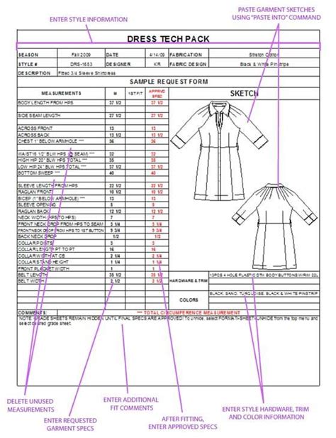 How To Spec A Garment Ebook Sample Page 9 Fashion Business Plan