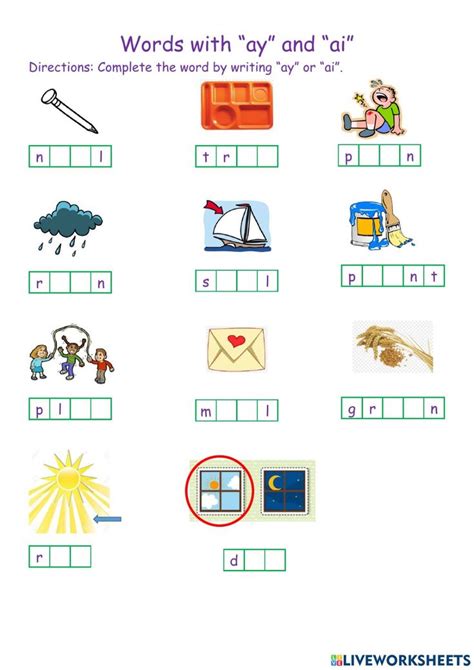 Words With Ai And Ay Worksheet In 2023 Kindergarten Phonics