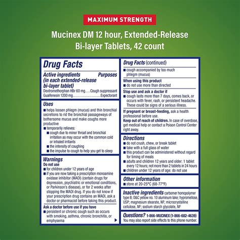 Cough Suppressant And Expectorant Mucinex Dm Maximum Strength 12 Hourtablets 42ct 1200 Mg