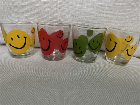 4 Vintage Smiley Face Drinking Glass Glasses 8 Oz 38 00 Picclick