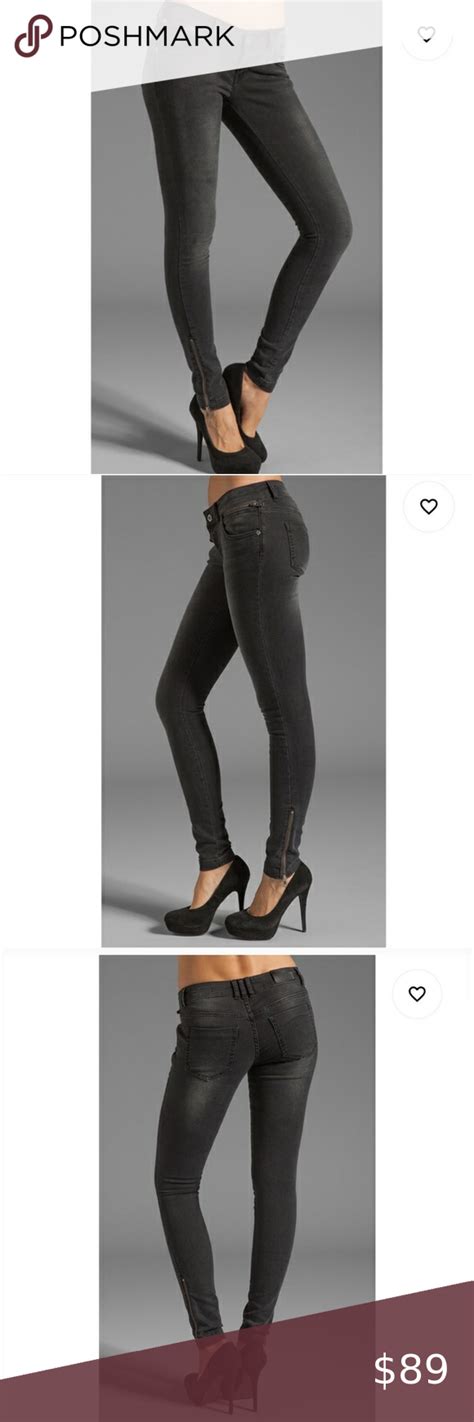 Anine Bing Double Zipper Skinny Jeans Charcoal 26 Womens Jeans Skinny