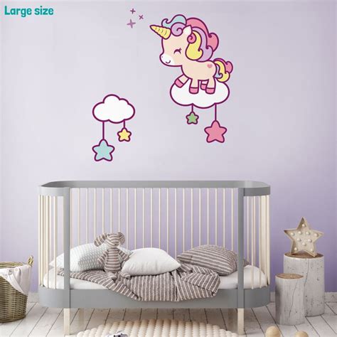 Cute Unicorn And Stars Wall Sticker Unicorn Wall Decal Etsy