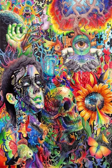 Diy Frame Psychedelic Flower Skull Face Fantasy Artwork Wall Decor