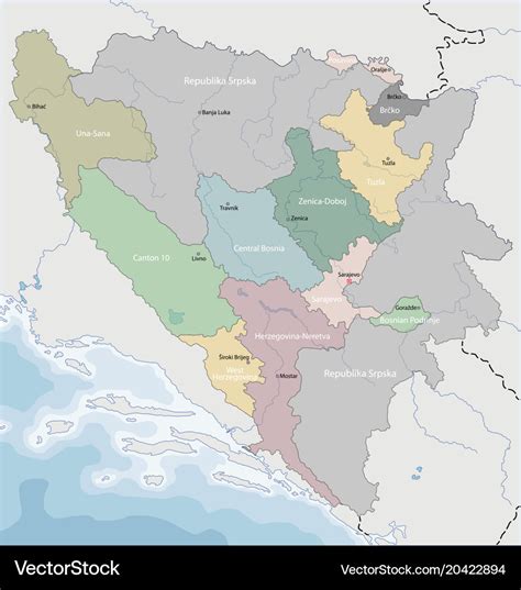 Map Of Bosnia And Herzegovina Royalty Free Vector Image