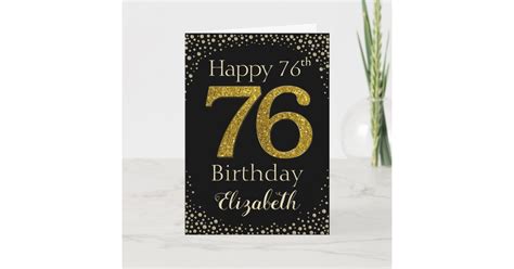 76th Birthday Golden Glitter Card Zazzle