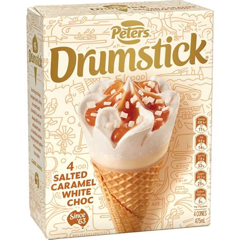 Peters Drumstick Salted Caramel And White Chocolate 4 Pack Woolworths