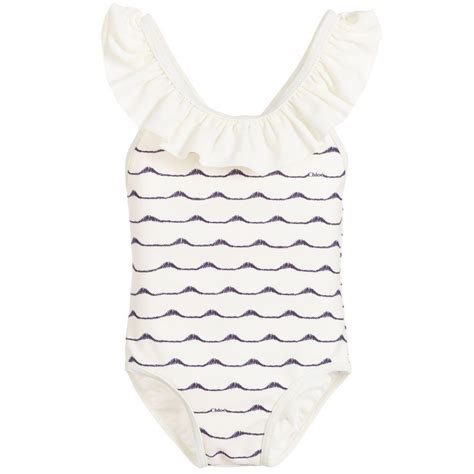 Brand Ivory Chloe Kids Wave Print Blue Swimsuit Stella Mccartney