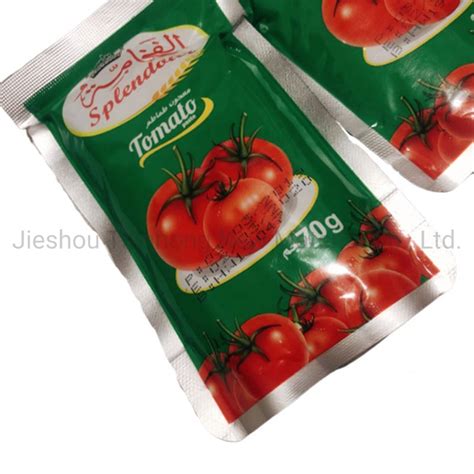 Custom Printing Three Sides Seal Ketchup Tomato Sauce Pouches Packaging