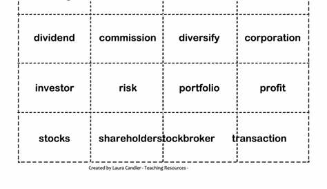 stock market vocabulary worksheets