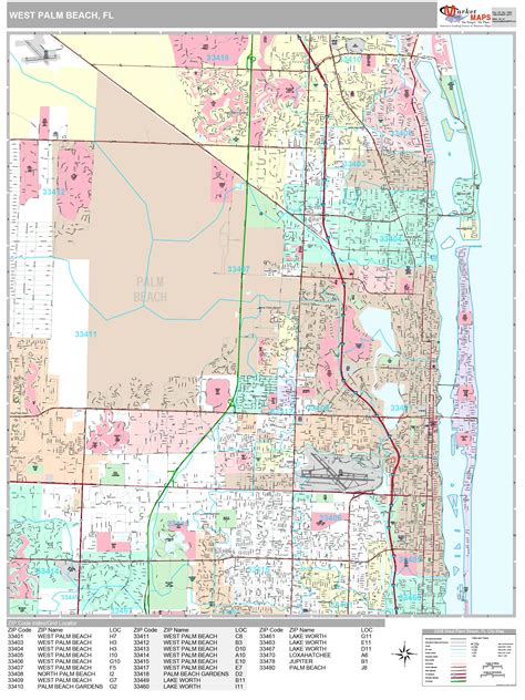 West Palm Beach Florida Wall Map Premium Style By Marketmaps Mapsales