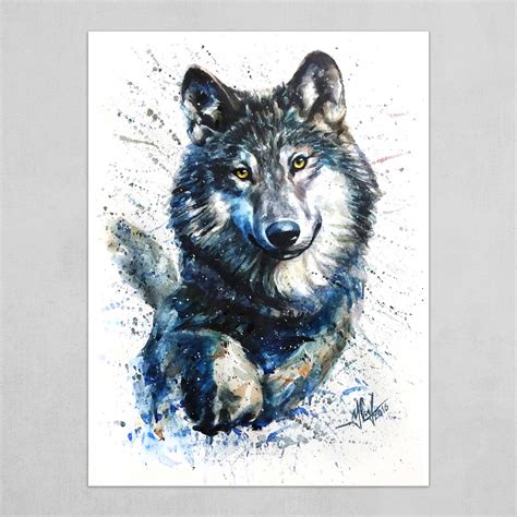 Konstantin Kalinin Wolf Watercolor Painting