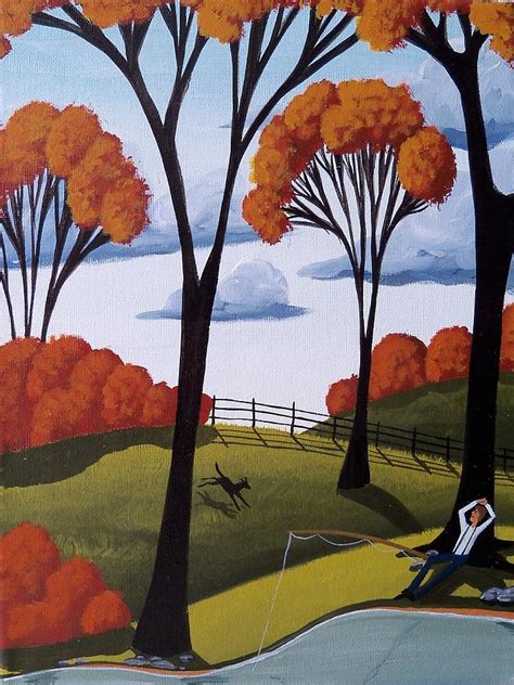 Perfect Afternoon Country Folk Art Landscape Painting By Debbie Criswell