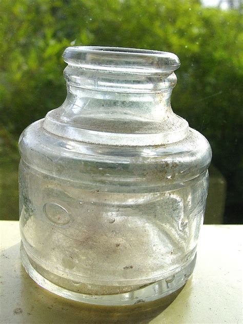 Antique Ink Bottle Vintage Round Glass By Goodlookinvintage