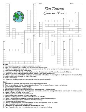 In a just a few pages, i describe more than a. Fillable Online dentonisd Plate Tectonics Crossword Puzzle ...