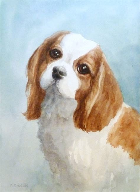Daily Painting Projects Watercolor Cavalier Watercolor Dog Painting