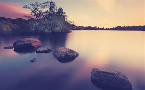 Wallpaper Sunlight Sunset Sea Lake Water Rock Nature