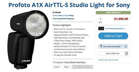 Profoto A1x Airttl S Flash For Sony In Stock Now