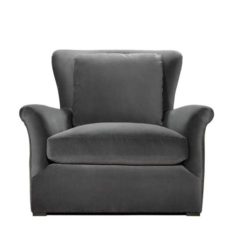 Wingback Gray Velvet Upholstered Arm Chair Zin Home