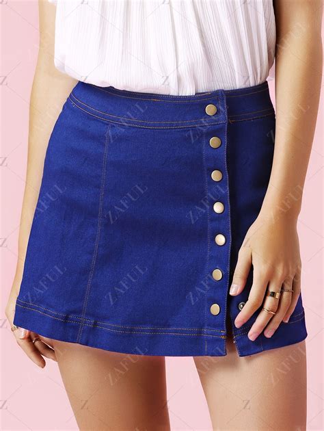 single breasted denim mini skirt light blue m casual everyday everyday wear short skirts