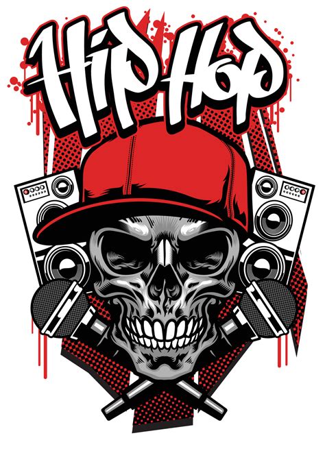 Hip Hop T Shirt Design With Skull Wearing Cap 22938449 Vector Art At