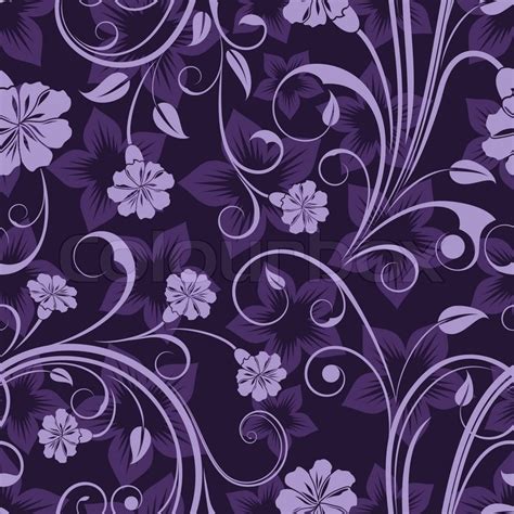Seamless Floral Purple Flower Vector Wallpaper Pattern Stock Vector