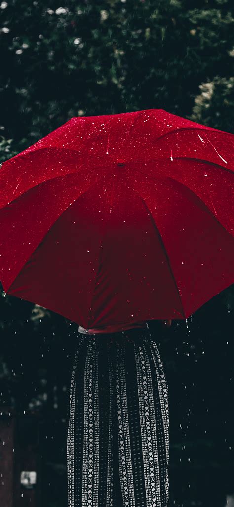 Apple Iphone Wallpaper Od13 Nature Rain Umbrella Red