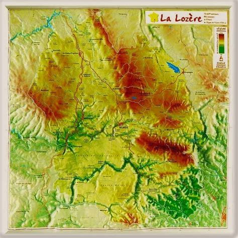 Carte en relief de la Lozère 48 - GeoRelief