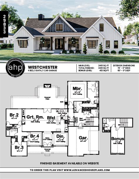 1 Story Modern Farmhouse Style Plan Westchester House Plans