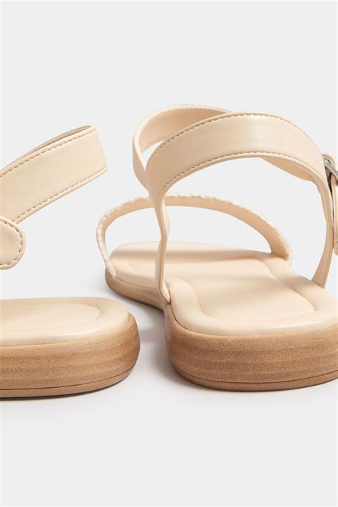 White Raffia Sandals In Extra Wide EEE Fit | Yours Clothing