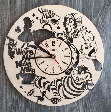 Disney Alice In Wonderland Wall Clock Art Silent Wall Clock Etsy