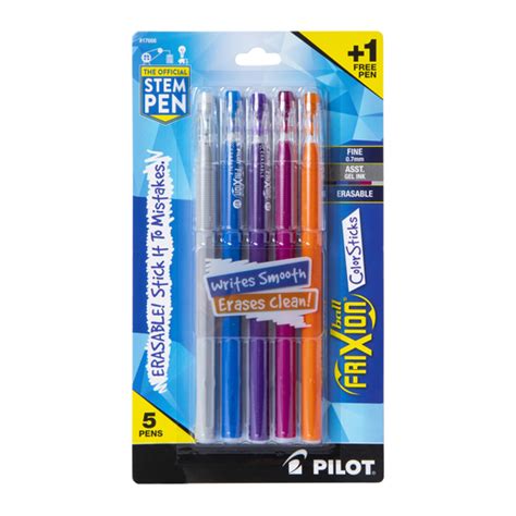 Pilot Frixion Ball Color Sticks Erasable Gel Ink Pens 5 Count Five