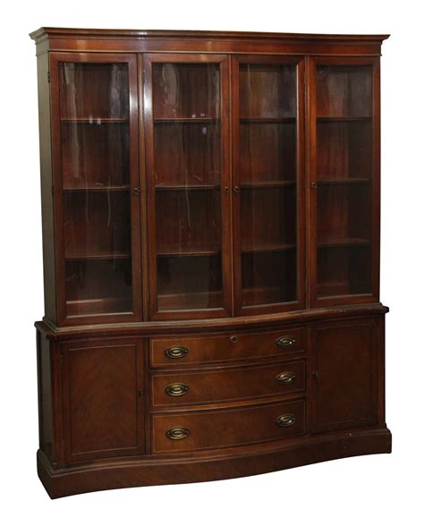Vintage Curved Glass Front Mahogany China Cabinet Olde Good Things