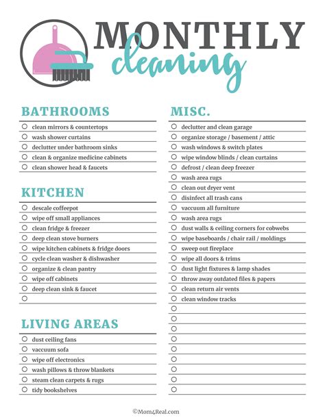 Printable Cleaning Checklist