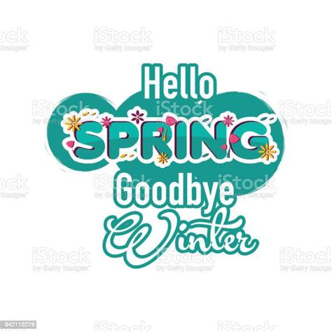 Hello Spring Goodbye Winter Vector Template Design Stock Illustration