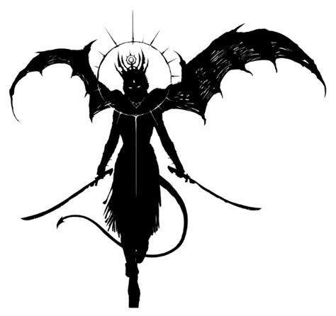 A Black Silhouette Of A Sinister Demoness With Huge Wings Gracefully