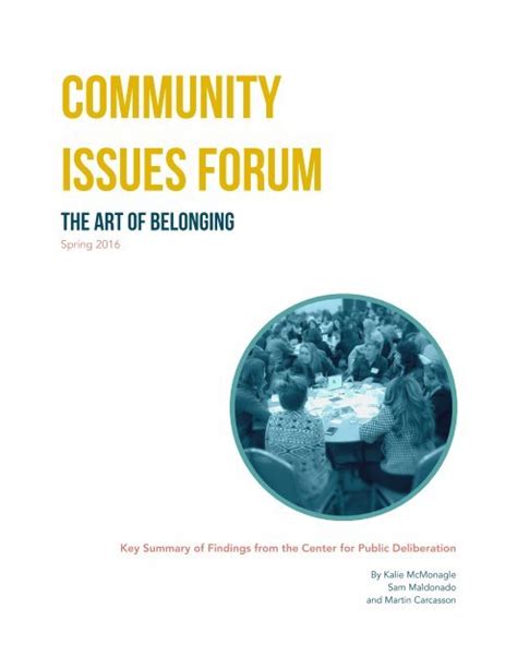 Community Issues Forum Art Of Belonging