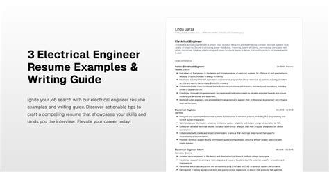 3 Electrical Engineer Resume Examples And Writing Guide