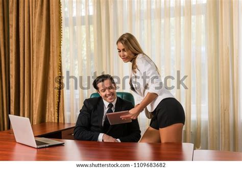 sexy secretary tablet near boss office stockfoto 1109683682 shutterstock