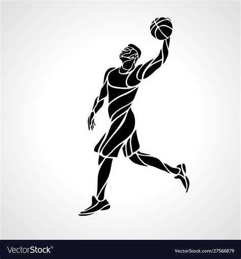 Basketball Player Slam Dunk Black Creative Vector Image