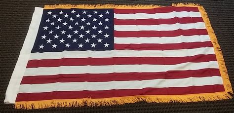 3x5 Ft Usa 2 Ply Embroidered American Flag With Gold Fringe Us Banner