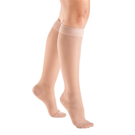 women s sheer closed toe moderate compression knee high stockings support plus