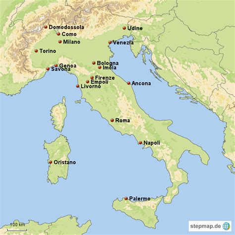 Städte Italiens von Scante Landkarte für Italien